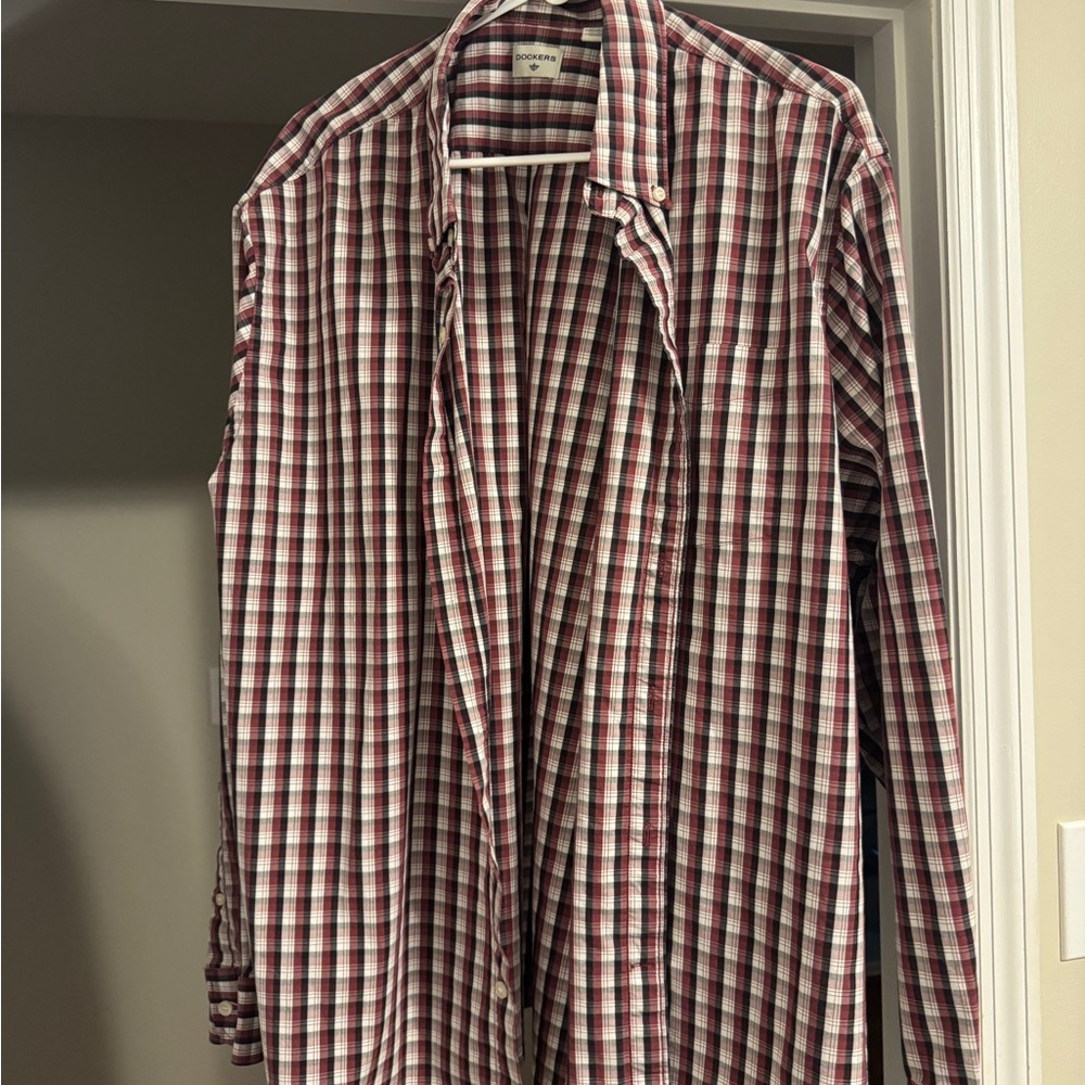 Dockers Red and White Plaid Shirt